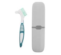 HOODANCOS Kit de Nettoyage pour Prothèses Dentaires Vert Boîte de Rangement Bleu-Gris, Brosse de Voyage Portable pour Appareils Orthodontiques et Gouttières, Étui Compact pour Soins
