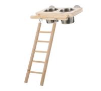 HOODANCOS Ladder Climbing Parrot Feeder with Dual Food and Water Cups Large Capacity Bird Food Container for Budgerigar and Parakeet Easy Installation Bird Feeder Set