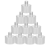 HOODANCOS Lot de 10 Adaptateurs de Vis 5/8 Femelle vers 1/4 Mâle en Métal Argenté pour Pied de Microphone Accessoires pour Fixation Micro Compatibilité Trépied et Support d'Éclairage