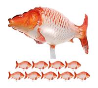 HOODANCOS Lot de 10 Ballons en Film D'aluminium de Carpe Cartoon Rouge, Décoration Gonflable pour Fête D'anniversaire, Shower et Événements Thème des Poissons, Ballons Animaux Marins