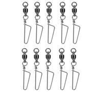 HOODANCOS Lot de 10 Émerillons à Agrafe en Acier Inoxydable Argenté, Rotation Fluide, Faciles à Utiliser, pour Pêche en Eau Douce Mer