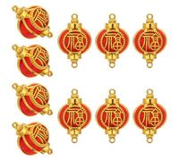 HOODANCOS Lot de 10 Mini Lanternes Rouges Amulette Fu en Papier Cadre Doré Décorations Suspendues pour Fête du Printemps Nouvel An Chinois Mariage et Décoration Murale Feng Shui
