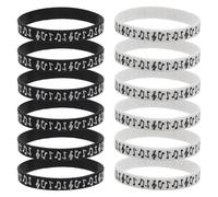 HOODANCOS Lot de 12 Bracelets en Silicone Musicaux Notes de Musique, Résistants et Confortables, pour Récompense en Classe ou Activité Danse