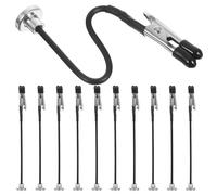 HOODANCOS Lot de 12 Pinces Crocodiles Flexibles Noires 1,2 X 125 Mm avec Base Magnétique Polyvalente et Tête Souple en Caoutchouc, Support Réglable pour Étiquettes de Prix, Marque-places