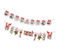 HOODANCOS Lot de 2 Bannières de Noël Colorées et Suspendues Style Dessin Animé Boule de Noël et Chaussette Papier Léger Décoration Festive pour Maison Fête et Magasin