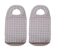 HOODANCOS Lot de 2 Bavoirs Imperméables pour Personnes Âgées Grands Bavoirs Alimentaires Réutilisables avec Récupérateur de Miettes Protection Lavable et Confortable pour Repas Adultes