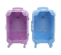 HOODANCOS Lot de 2 Boîtes Valises Transparentes Grand Format Mini Coffrets en Plastique Rigide Violet et Bleu pour Rangement Bijoux Bonbons Présents et Voyages Étuis Décoratifs