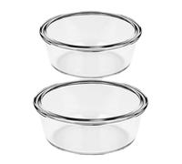 HOODANCOS Lot de 2 Bols de Cuisson en Verre Transparent 650Ml 1000Ml Résistants à Haute Température Antiadhésifs et Multifonctions Adaptés pour Airfryer Four Cuisson Vapeur et