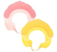 HOODANCOS Lot de 2 Bonnets Bébé en Silicone Souple Protection Yeux et Oreilles Ajustable Couleurs Rose et Jaune pour Bain et Shampoing Tout-Petit