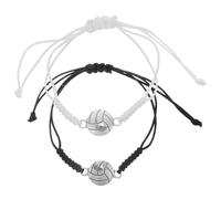 HOODANCOS Lot de 2 Bracelets Ajustables à Cordon Pendentif Volley-Ball Bracelet de Sport Unisexe Noir et Blanc Accessoire Léger et Confortable pour Fans et Joueurs de Volley-Ball