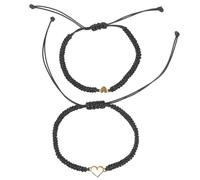 HOODANCOS Lot de 2 Bracelets Tissés Main Cœur Assortis pour Mère et Fils Bracelet Relation en Corde Rouge Noir Présent pour Famille et Amitié Bijou Maison Cuisine