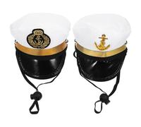 HOODANCOS Lot de 2 Chapeaux pour Animaux de Compagnie Couvre-Chefs Cosplay pour Chiens et Chats Taille Unique Tissu Léger Motifs Marin et Capitaine Accessoires Photo et Fête pour