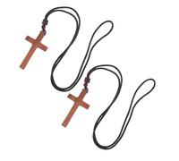 HOODANCOS Lot de 2 Colliers Pendentifs Crucifix Unisexes en Bois de Santal Rouge Bijoux Chrétiens Hypoallergéniques pour Prière Baptême et Fêtes Religieuses Accessoires Homme et Femme