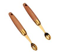 HOODANCOS Lot de 2 Cuillères à Fruits en Acier Inoxydable Doré Forme Abeille et Œuf Ustensiles Cuisine Polyvalents pour Melon Pastèque et Fruits Variés pour Maison et Restaurant