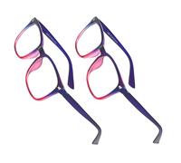 HOODANCOS Lot de 2 Lunettes Anti-Lumière Bleue Unisexes au Design Rétro Monture Métal Bicolore Bleu et Rose Verres Transparents Anti-Reflets pour Ordinateur Bureau et Gaming
