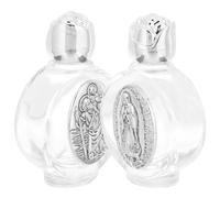 HOODANCOS Lot de 2 Mini Bouteilles d'eau Bénite en Métal Finition Argenté Ancien, Décorations de Baptême et Présents Invités Mariage, Flacons Rechargeables en Verre pour Style Aléatoire