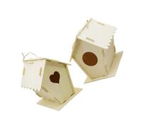 HOODANCOS Lot De 2 Nichoirs Décoratifs en Non Peints Style pour La Maison Nids Délicats Jouets D'Extérieur Décoration De Jardin Petit Format Beige