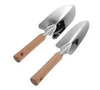 HOODANCOS Lot de 2 Pelles à Planter pour Jardinage et Pots, Truelles à Manche en Bois, Outils Multifonction pour Désherber et Déplacer la Terre, Acier Inoxydable Robuste, pour Bonzaï