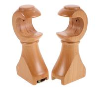 HOODANCOS Lot De 2 Supports De Rideaux Fixations Murales Et De Plafond Supports en Bois Massif pour Tringle À Rideaux De Ou De Fenêtre Beige