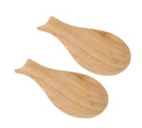 HOODANCOS Lot de 2 Supports en Bois Naturel pour Ustensiles Cuisine Repose-Cuillère Rustique 9X76 CM Résistant à la Chaleur Base Antidérapante pour Plan de Travail et Cuisson