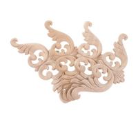 HOODANCOS Lot de 4 Appliques en Bois Massif Sculpté 22X8 CM Décorations Soi-Même pour Meubles Moulures Non Peintes Éléments Décoratifs pour Armoire et Porte Décoration Bois Intérieur