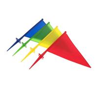HOODANCOS Lot de 4 Drapeaux Marqueurs de Jardin Triangulaires en Fer Renforcé, Couleurs Rouge Jaune Bleu Vert, Balises D'irrigation et Signalisation Pelouse pour Arroseurs