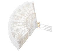 HOODANCOS Lot de 4 Éventails Pliants Chinois en Dentelle Blanche Fleurs et Franges Accessoires Vintage pour Femmes Mariage Soirée Danse Éventails de Mariée Traditionnels et Décoratifs
