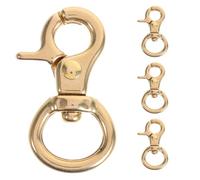 HOODANCOS Lot de 4 Mousquetons Pivotants en Laiton Massif Fermoirs à Ressort Robustes Type Pince de Homard Dimensions 12X36 MM pour Porte-Clés Paquet et Accessoires de Loisirs Créatifs