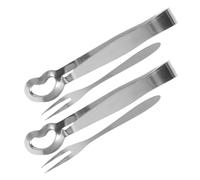 HOODANCOS Lot de 4 Set de Pinces à Escargots et Fourchettes en Acier Inoxydable, Pince Multifonctionnelle Anti-brûlure pour Fruits de Mer, Outil Cuisine Solide pour Maison et Restaurant