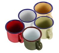 HOODANCOS Lot de 5 Mugs Vintage Émaillés Multicolores 100 Ml Tasses à Café Rétro en Émail 6 Cm, Mini Gobelets pour Maison, Camping, Pique-niques et Réunions Entre Amis