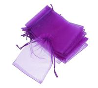 HOODANCOS Lot de 50 Paquet à Cordon en Organza Pourpre 4x6 Cm, Sachets Présents à Bijoux Élégants en Tissu Transparent, Fermeture Sécurisée pour Mariage et Fête de Noël