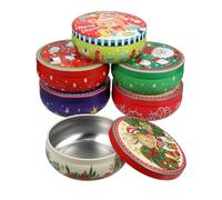 HOODANCOS Lot de 6 Boîtes de Bonbons de Noël en Fer Coffrets Présents Assortis Boîtes Métalliques Décoratives pour Stockage de Friandises pour Fêtes et Présents Festifs Couleur Aléatoire