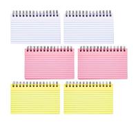 HOODANCOS Lot de 6 Fiches Bristol à Spirale Lignées Multicolores, Format 7,6 X 12,7 Cm, Bloc-notes Compact pour Prise de Notes et Révisions Scolaires, Cahiers à Spirale pour Organisation