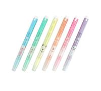 HOODANCOS Lot de 6 Marqueurs Fluorescents Double Embout pour Garçon et Filles Pointe Large Biseautée et Ronde en Plastique, pour Cartes de Vœux et Dessins