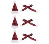 HOODANCOS Lot de 6 Sets de Décorations de Noël pour Bouteille de Vin Mini Chapeaux Rouges et Noirs N°2 Mini Foulards Assortis en Tissu Accessoires Festifs pour Décoration de Fête
