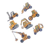 HOODANCOS Lot de 7 Écussons Brodés Thermocollants pour Vêtements, Patchs de Réparation Petite Taille Motifs D’engins de Chantier, Accessoire Couture Décoratif pour Vestes, Paquet et Jeans