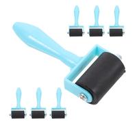 HOODANCOS Lot de 7 Rouleaux en Caoutchouc pour Gravure sur Bois Rouleaux à Encreurs Manuels 35 CM Manche Bleu Outil Polyvalent pour Impression Collage et Loisirs Créatifs Garçon et Filles