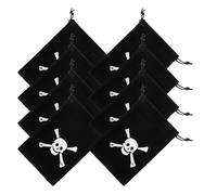 HOODANCOS Lot de 8 Paquet Présents à Cordon Thème Pirate Petits Pochons en Tissu Noir 10X14 CM Pochettes Pratiques pour Fête D’Anniversaire et Accessoires Halloween