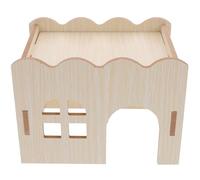 HOODANCOS Maison en Bois Naturel pour Hamster et Cobaye, Cachette Multifonction Escalier Ondulé, Taille Unique, Habitat Confortable pour Petits Animaux de Compagnie, Accessoires pour Cage