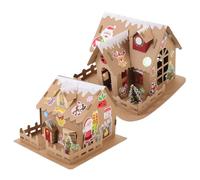 HOODANCOS Maisonnette Lumineuse de Noël à Monter Soi-Même Kit DIY 2 Pièces Maison en Biscuits de Noël en Carton Sécurisé sans Arêtes Décoration Festive pour Garçon et Filles et