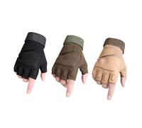 HOODANCOS Moufles Tactiques Demi-Doigts M Verts Chauds et Respirants Doublure Polaire Antichoc et Antidérapants pour Cyclisme Randonnée et Sports de Plein Air