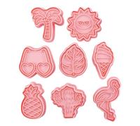 HOODANCOS Moules à Biscuits Résistants Déchirure Éléments D'été Plastique Rose, Lot de 8 Pièces Design Unique Thème Plage D'été Pâtisserie Maison