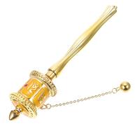 HOODANCOS Moulin à Prières en Alliage Moyen Jaune Moulin à Prières Décoratif Double Roulement à Billes Ornement Religieux pour Contemplation