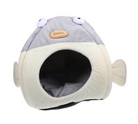 HOODANCOS Nid Douillet Semi-fermé Peluche Forme de Poisson- Lit Chaud et Confortable pour Chats et Petits Chiens Nid Douillet Intérieur S Matériaux Durables et Chauffants