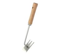 HOODANCOS Outil de Désherbage Ergonomique Acier Inoxydable avec Manche Bois Râteau Multifonction pour Jardin Extraction des Mauvaises Plantes Mousse et Racines Outil Robuste pour Entretien