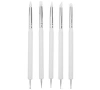 HOODANCOS Outils de Sculpture en Silicone pour Argile Polymère 5pcs, Stylet Double Tête en Plastique et Acier Inoxydable, Pinceaux pour Modelage et Projets DIY de Poterie