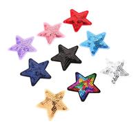 HOODANCOS Patchs Étoiles Autocollants en Sequins Polyester, 9 Pièces Souples et Confortables pour Jeans et Chaussures, Décoration Artisanale et Maison