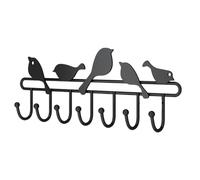 HOODANCOS Patère Murale sans Perçage 7 Crochets Noir Porte-Manteau Suspendu pour Vêtements Chapeaux et Serviettes Fixation Adhésive sans Trace pour Entrée la Cuisine et Salle de Bain