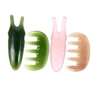 HOODANCOS Peigne De Massage Multifonction 4 Pièces En Plastique Rose, Masseur Cuir Chevelu, Planche Guasha Visage Nez, Outil Beauté Domicile Détente Aromathérapie