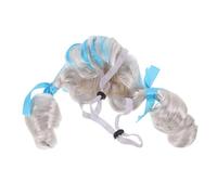 HOODANCOS Perruque pour Animaux Cosplay Festive Wig Double Queue de Cheval Bouclée Perruque Drôle pour Chiens et Chats Accessoire Faux Cheveux Lavable pour Fête Halloween et Événements